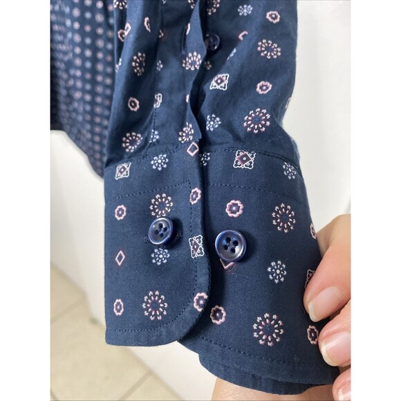 Paul & Shark Yachting Button Down Shirt Men's Size XXL Blue Diamond Print Long - Picture 13 of 13